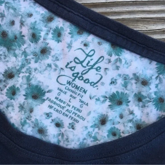 Life is Good Keep It Simple Blue Gray Long Sleeve Shirt Womens Size Large - Picture 6 of 6